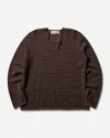 Our Legacy Men S Rigid Popover Sweater Dirt Stripe In Brown