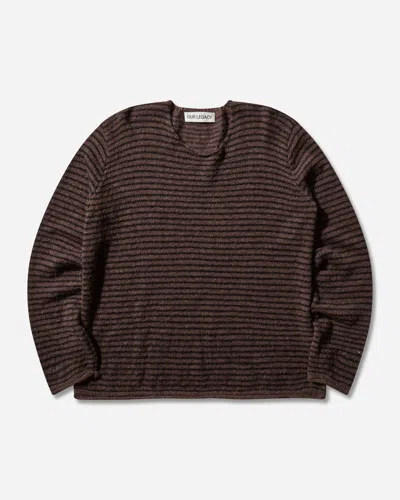 Our Legacy Men S Rigid Popover Sweater Dirt Stripe In Brown