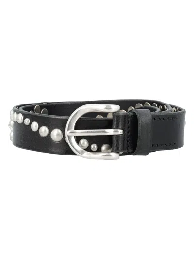 Our Legacy Bridle Leather Star Fall Stud Belt In Black