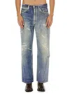 Our Legacy High Waist Wide Leg Distressed Jeans In Blue