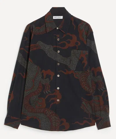 Our Legacy Mens Above Brown Abstract Snake Shirt In Multi