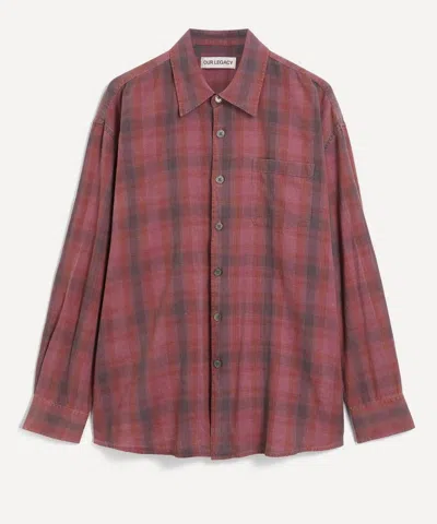 Our Legacy Mens Borrowed Idaho Flannel Check Shirt In Red