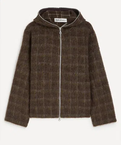 Our Legacy Mens Brown Checked Hooded Jacket
