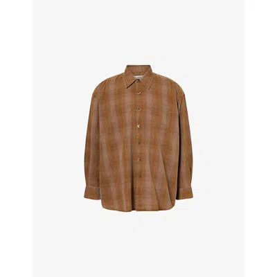 Our Legacy Mens Dakota Flannel Check Checked Relaxed-fit Cotton Shirt In Brown