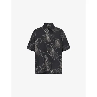 Our Legacy Mens Death Paisley Print Graphic-print Short-sleeve Cotton And Linen Shirt In Multi