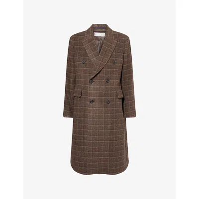 Our Legacy Mens Dorf Check Whale Double-breasted Wool Coat