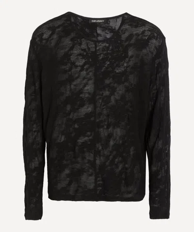 Our Legacy Mens Double Lock U-neck Floral Jumper In Black