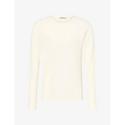 Our Legacy Mens Elongated Long-sleeve Cotton-blend Top Cloudbone Ripple Rib In Neutral