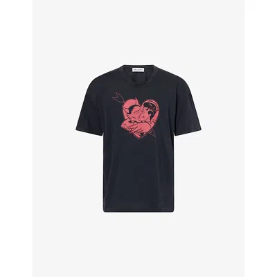 Our Legacy Mens Love Story Print Loose Love Graphic-print Cotton T-shirt In Black