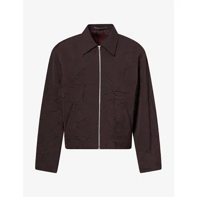 Our Legacy Mens Mini Imprint Wool Jacket Obscura Brown Imprint In Black
