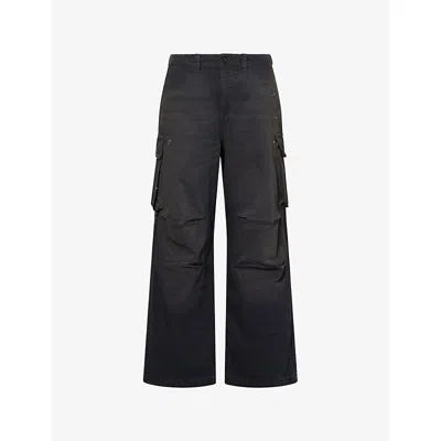 Our Legacy Mens Nebula Wash Jungle Mount Wide-leg Cotton Cargo Trousers In Black