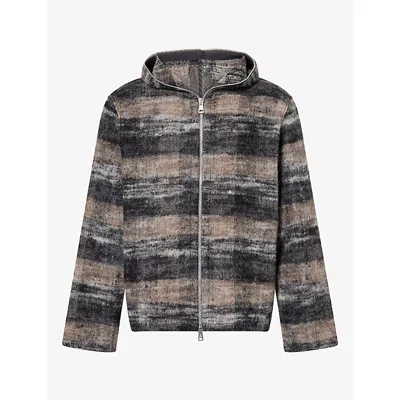 Our Legacy Mens Night Woods Check Hooded Zip-up Wool-blend Jacket In Multi