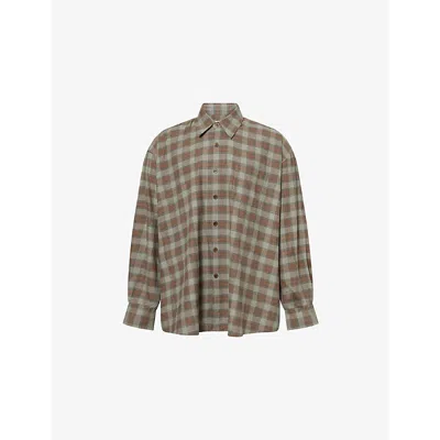 Our Legacy Mens Iowa Flannel Borrowed Check Long-sleeve Cotton Shirt In Multi