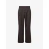 Our Legacy Mens Havana Brown Leisure Pleat Wide-leg Wool Trousers In Gray