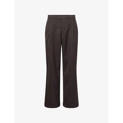 OUR LEGACY MENS HAVANA BROWN LEISURE PLEAT WIDE-LEG WOOL TROUSERS