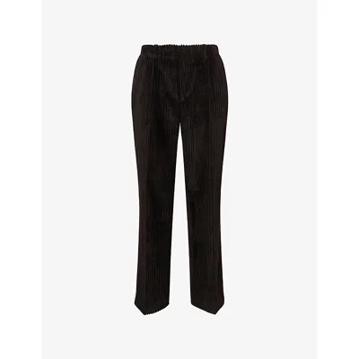 Our Legacy Mens Profound Brown Borrowed Wide Corduroy Cotton Chino Trousers In Black