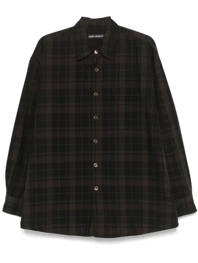 OUR LEGACY OUR LEGACY MENS SHIRTING BORROWED SHIRT,M2252OB BLACK SHEER SHADOW CHECK