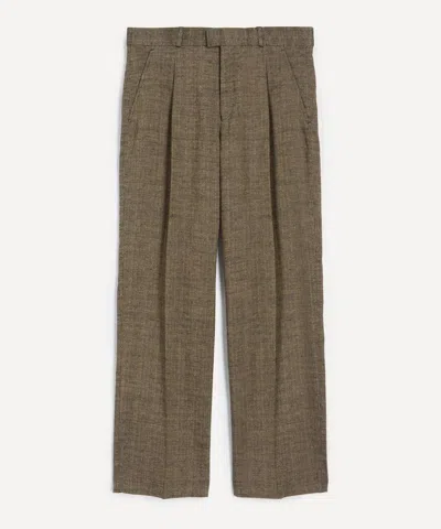 Our Legacy Mens Slack Deep Husk Soft Grain Weave Trousers In Green