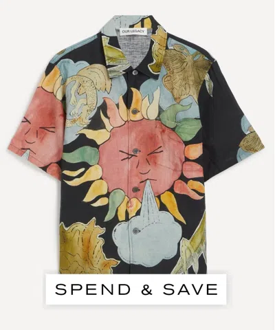Our Legacy Mens Solar Power Print Short-sleeve Box Shirt In Black