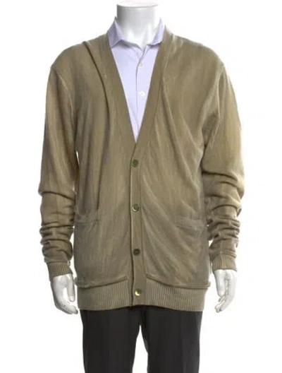 Pre-owned Our Legacy Merino Wool Open Front Cardigan W/ Tags In Green/neutrals
