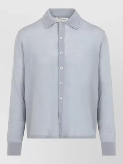 Our Legacy Merino Wool Polo Collar Cardigan In Blue