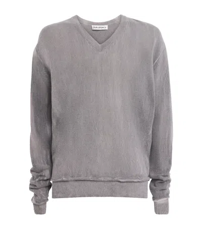 Our Legacy Merino Wool V-neck Sweater In Gray