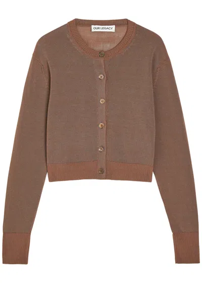 Our Legacy Micro Cotton-blend Cardigan In Brown