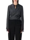 Our Legacy Micro Pinstripe Wrap Blazer In Gray