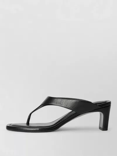 Our Legacy Mid Heel Open Square Toe Thong Sandals In Black