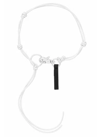 Our Legacy Mini Leather Necklace For Men In Powder
