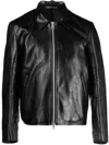 Our Legacy Leather Jacket With Zipper In Schwarz