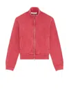 Our Legacy Mob Full Zip Mock Neck Sweatshirt In Red Sun Fade Hefty Fleece