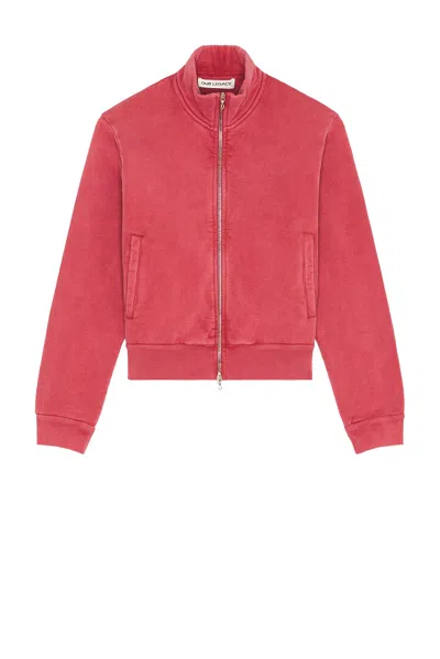 Our Legacy Mob Full Zip Mock Neck Sweatshirt In Red Sun Fade Hefty Fleece