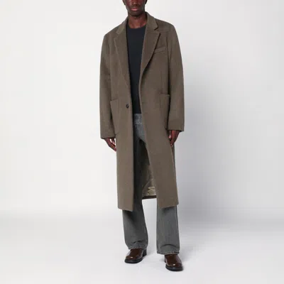 Our Legacy Moss-coloured Wool Blend Coat In Black