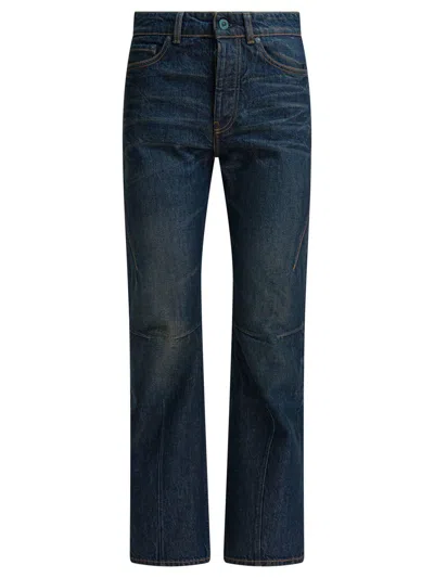 Our Legacy Distressed Moto Style Denim Trousers In Blue