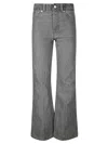 Our Legacy Straight Cotton Jeans In Olive Pigment Coated Weave