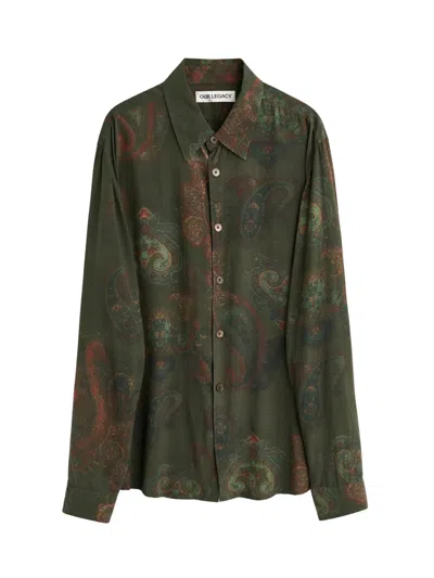 Our Legacy Casual Long Sleeve Shirt Paisley Pattern In Green