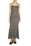 Our Legacy Naiad Plaid Cotton Long Dress In Oyster Check Hairy Flannel