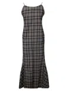 Our Legacy Naiad Plaid Cotton Long Dress In Oyster Check Hairy Flannel