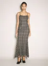 Our Legacy Naiad Plaid Cotton Long Dress In Grey