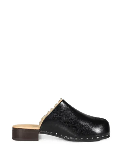 Our Legacy Naoto Shearling-lined Leather Clogs In Black