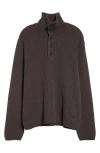 Our Legacy Navigator Shaker Stitch Polo Sweater In Wet Bark Dry Cotton