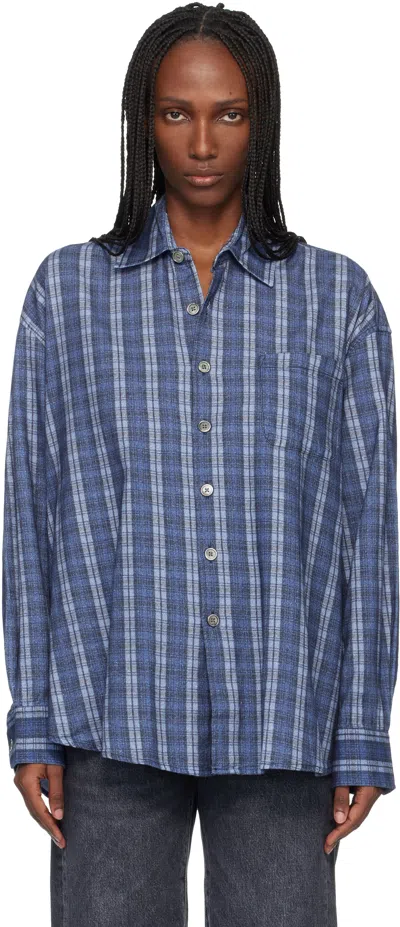 Our Legacy Navy Borrowed Shirt In Blue