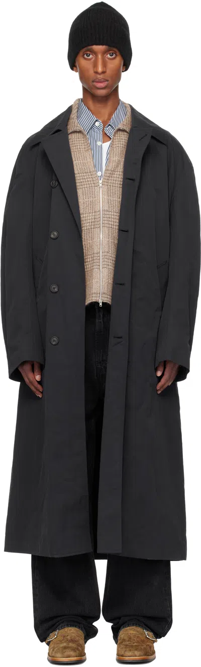 Our Legacy Navy Collapse Car Coat In Blue Depth Peached N