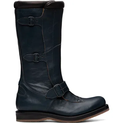 Our Legacy Navy Excite Boots In Blue