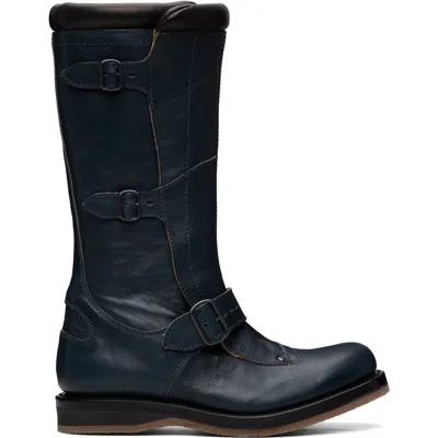 Our Legacy Navy Excite Boots In Multi
