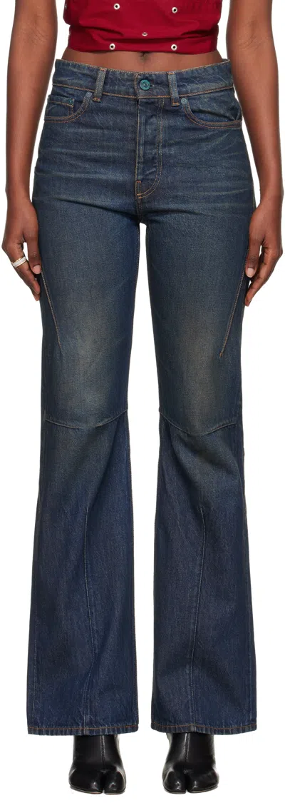 Our Legacy Navy Moto Cut Jeans In Blue
