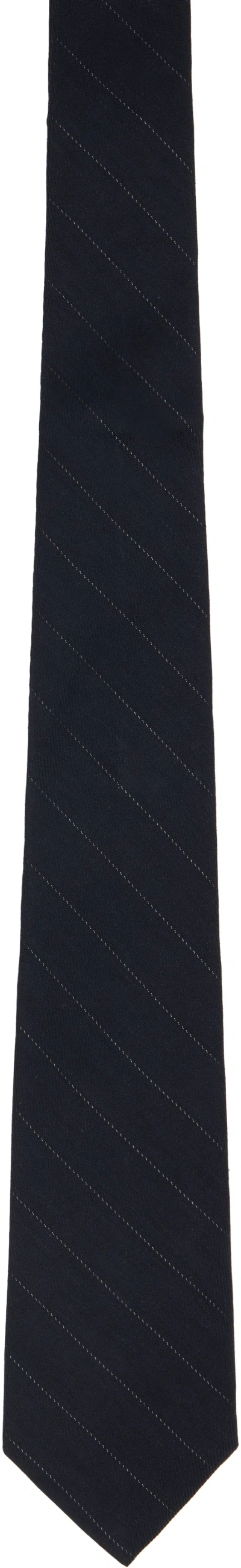 Our Legacy Navy Pinstripe Tie In Blue