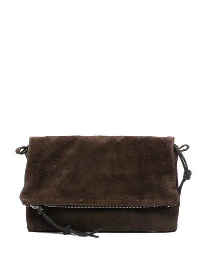 Our Legacy Necessity Suede Zip Messenger Bag In Brown
