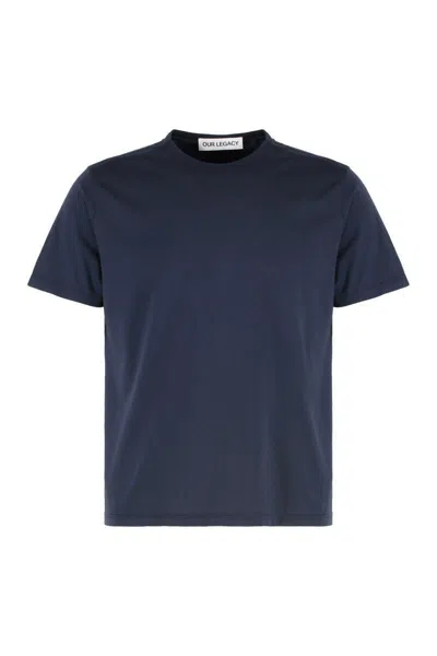 Our Legacy Black Boxy Fit T-shirt With Classic Crew Neckline In Blue